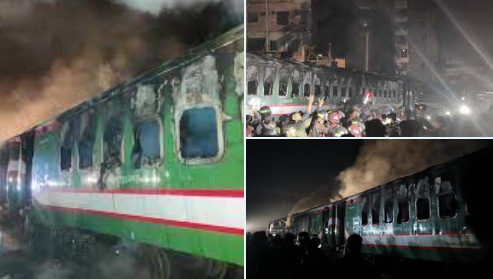 'Four killed as miscreants set train on fire in Dhaka ahead of Bangladesh el'
